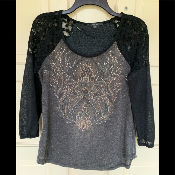 Miss Me Tops - MISS ME embellished top